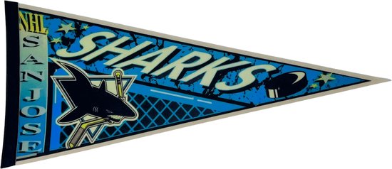 San Jose Sharks - California - NHL - Pennant - Hockey - Ice Hockey - Sports Pennant - Pennant - Flag - Green/Black/White - 31 x 72 cm - Vintage logo - Goalie flag