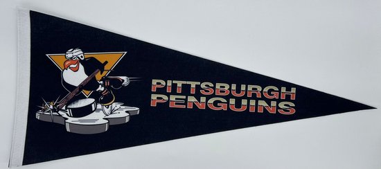 Pittsburgh Penguins - Vintage penguin - NHL - Pennant - Hockey - Ice Hockey - Sports Flag - Pennant - Flag - Black/Yellow/White - 31 x 72 cm