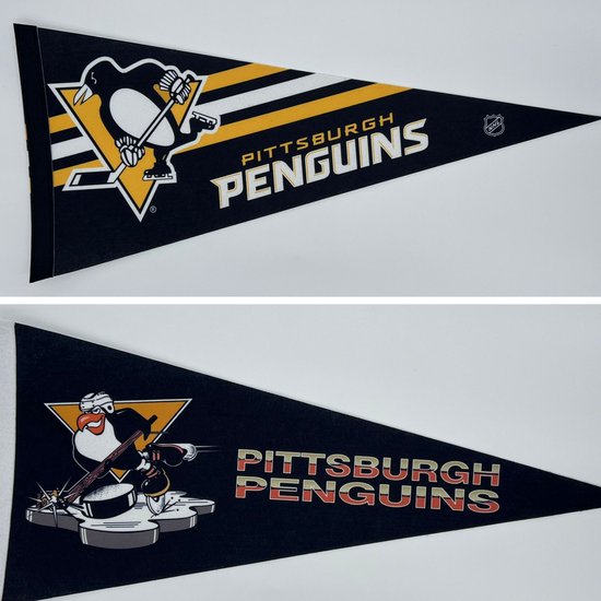 Pittsburgh Penguins - Vintage penguin - NHL - Pennant - Hockey - Ice Hockey - Sports Flag - Pennant - Flag - Black/Yellow/White - 31 x 72 cm