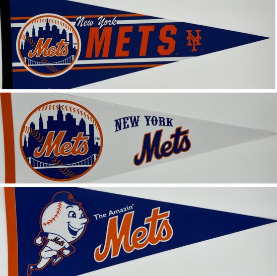New York Mets - NY Mets - MLB - Pennant - Baseball - Baseball - Sports Pennant - Pennant - Pennant - Flag - 31 x 72 cm - White