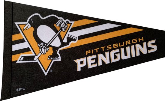 Pittsburgh Penguins - NY - NHL - Pennant - Hockey - Ice Hockey - Sports Pennant - Pennant - Flag - Black/Yellow/White - 31 x 72 cm