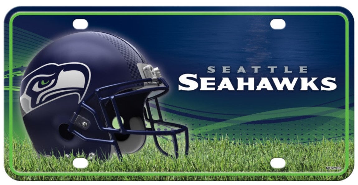 Seattle Seahawks NFL russell wilson gridiron metal plate license plate vintage sports collectibles gift wincraft american football - SeahawksLogo