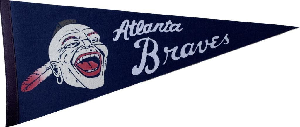 Atlanta Braves flag Vintage mlb pennants vaantje vlaggetje vlag fanion flag honkbal baseball ball pennant usa rare old logo braves georgia - New logo