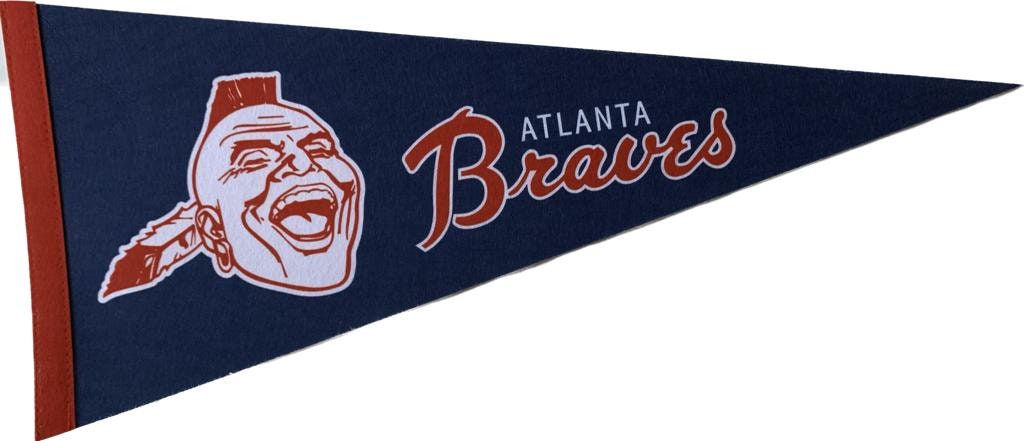 Atlanta Braves flag Vintage mlb pennants vaantje vlaggetje vlag fanion flag honkbal baseball ball pennant usa rare old logo braves georgia - Vintage3 New