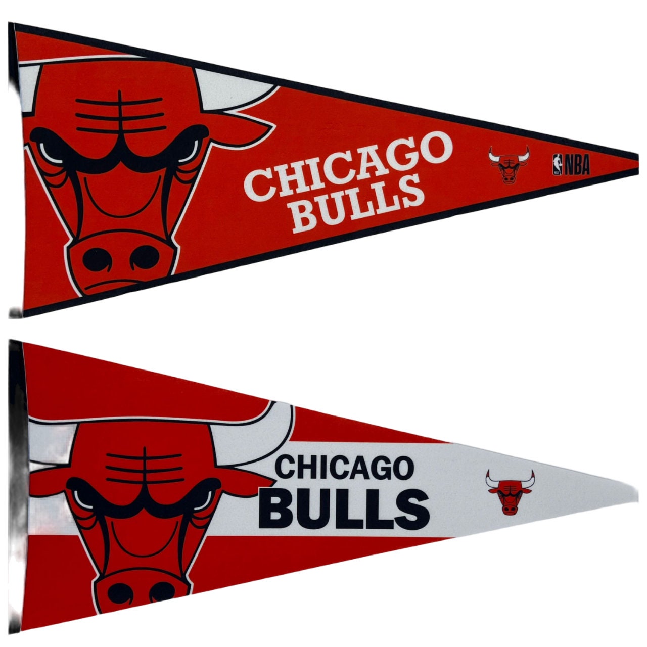 Chicago Bulls nba pennants vaantje vintage 90s vlag vaantje fanion pennant flag basketball michael jordan usa 23 pippen rodman - White