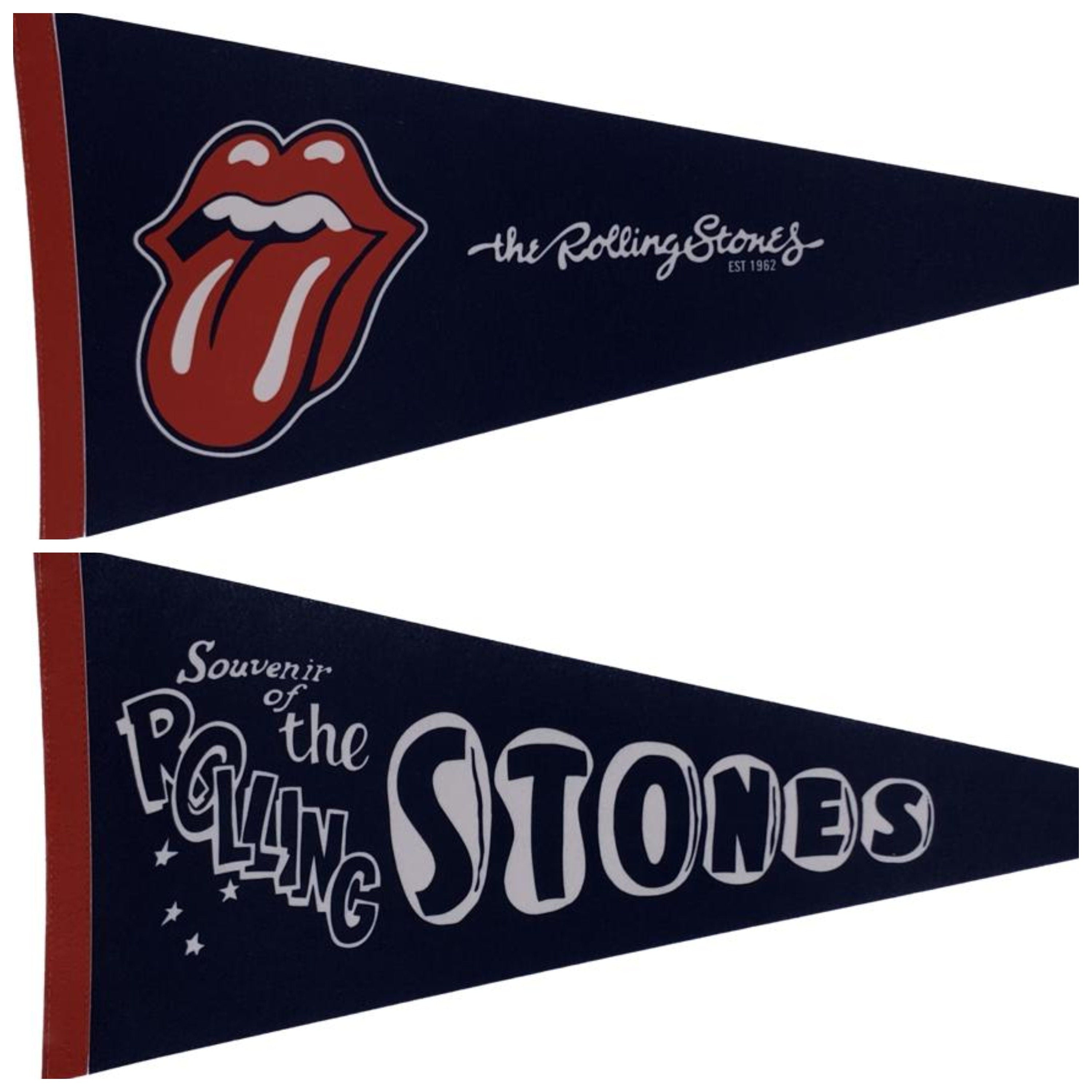 The Rolling Stones pennant Music collectibles vintage pennants vaantje vlag vaantje fanion pennant flag rock music finds wall decor stones - Black