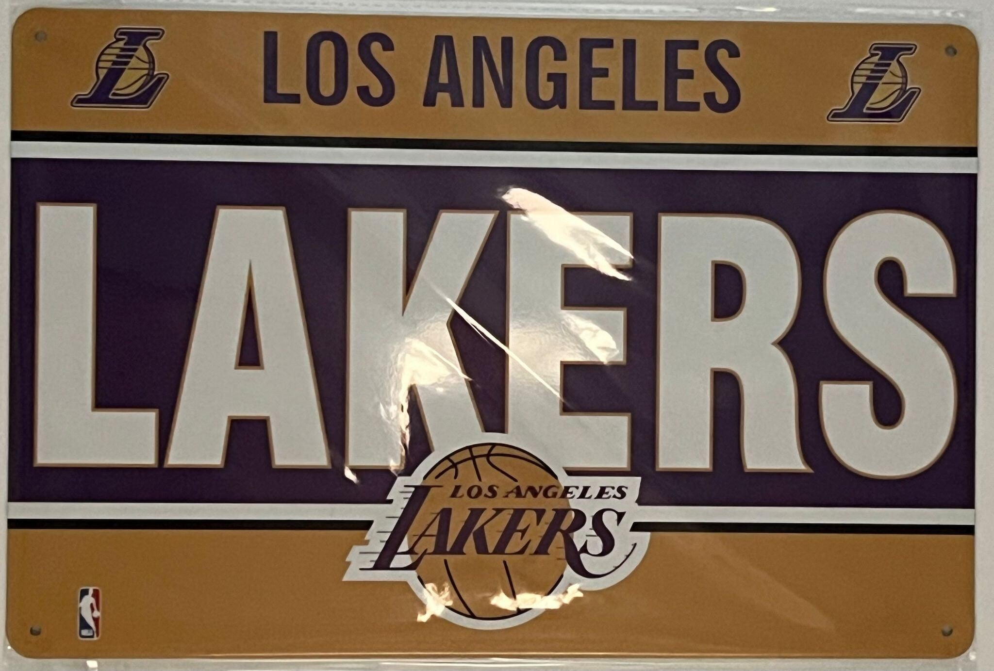 Los Angeles Lakers plate LA NBA basketball USA metal plate license plate Vintage gift sports displays ball michael jordan kobe bryant hoops - Geel