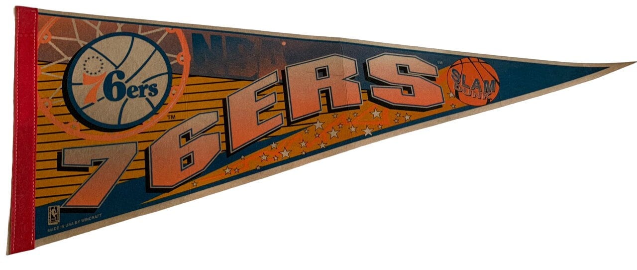 Philadelphia 76ers NBA vintage collector old logo nba pennants vaantje vlaggetje fanion pennant flag vintage classic philly basketball - Vintage