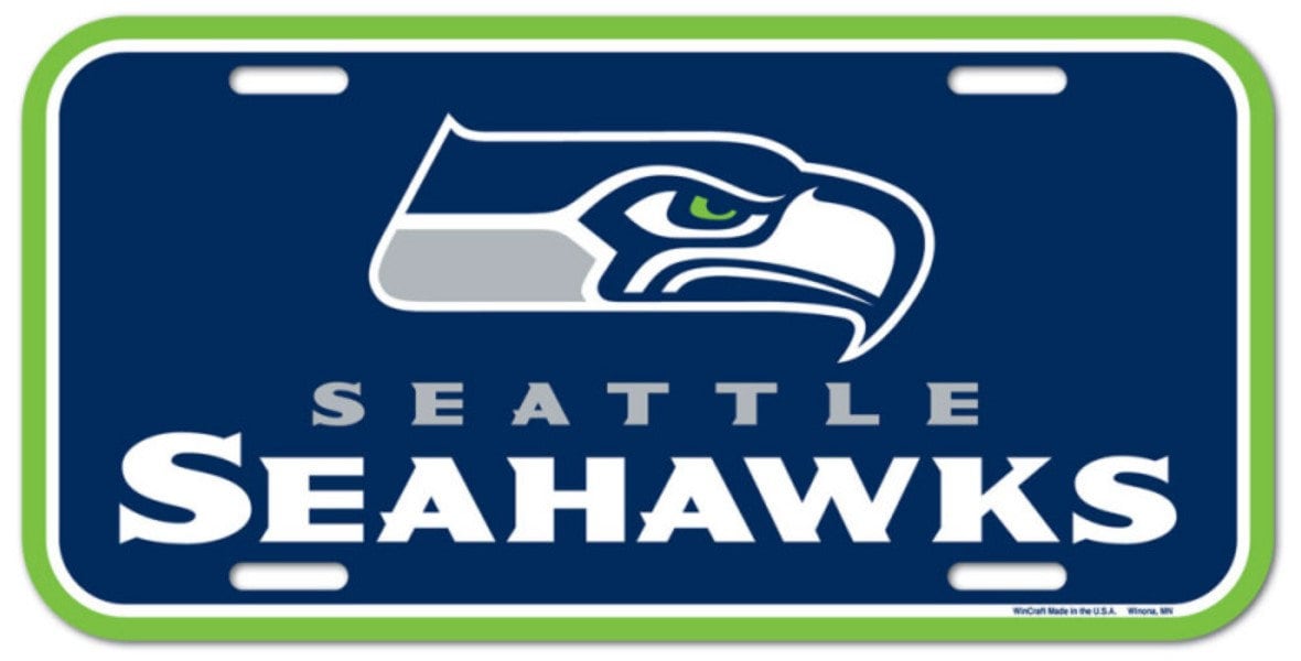 Seattle Seahawks NFL russell wilson gridiron metal plate license plate vintage sports collectibles gift wincraft american football
