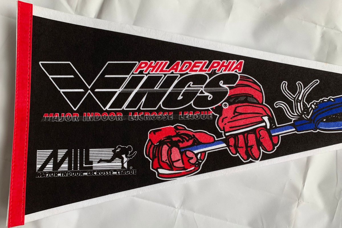 Philadelphia Wings - Lacrosse - Vaantje - Sportvaantje - Wimpel - Vlag - Pennant - Zwart/rood - 31 x 72 cm