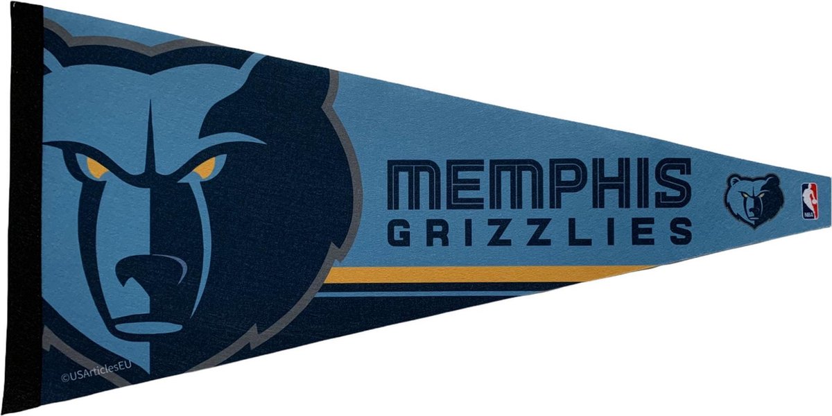 Memphis Grizzlies - NBA - Banner - Basketball - Sports Banner - Pennant - Pennant - Flag - Blue/Yellow - 31 x 72 cm