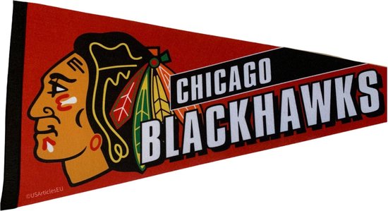 Chicago Blackhawks - NHL - Pennant - Hockey - Ice Hockey - Sports Pennant - Pennant - Flag - Black/Red/Yellow - 31 x 72 cm