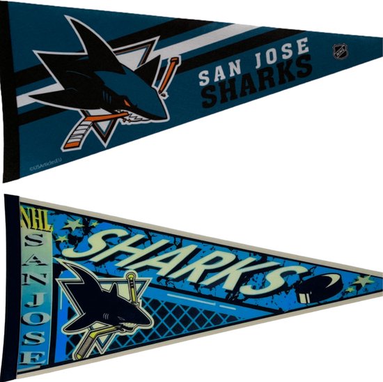 San Jose Sharks - California - NHL - Pennant - Hockey - Ice Hockey - Sports Pennant - Pennant - Flag - Green/Black/White - 31 x 72 cm - Vintage logo - Goalie flag