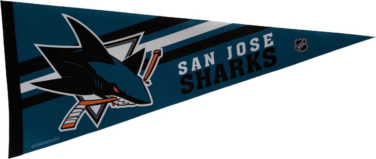 San Jose Sharks - California - NHL - Pennant - Ice Hockey - Hockey - Ice Hockey - Sports Pennant - Pennant - Flag - Green/Black/White - 31 x 72 cm