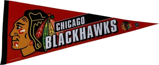 Chicago Blackhawks - NHL - Pennant - Hockey - Ice Hockey - Sports Pennant - Pennant - Flag - Black/Red/Yellow - 31 x 72 cm