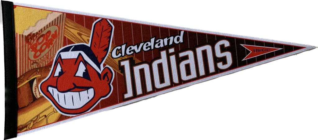 Cleveland Indians MLB pennant Vintage pennants baseball vaantje mlb vlaggetje indians vlag vaantje fanion pennant flag honkbal baseball ball usa america cleveland ball - Indians white logo