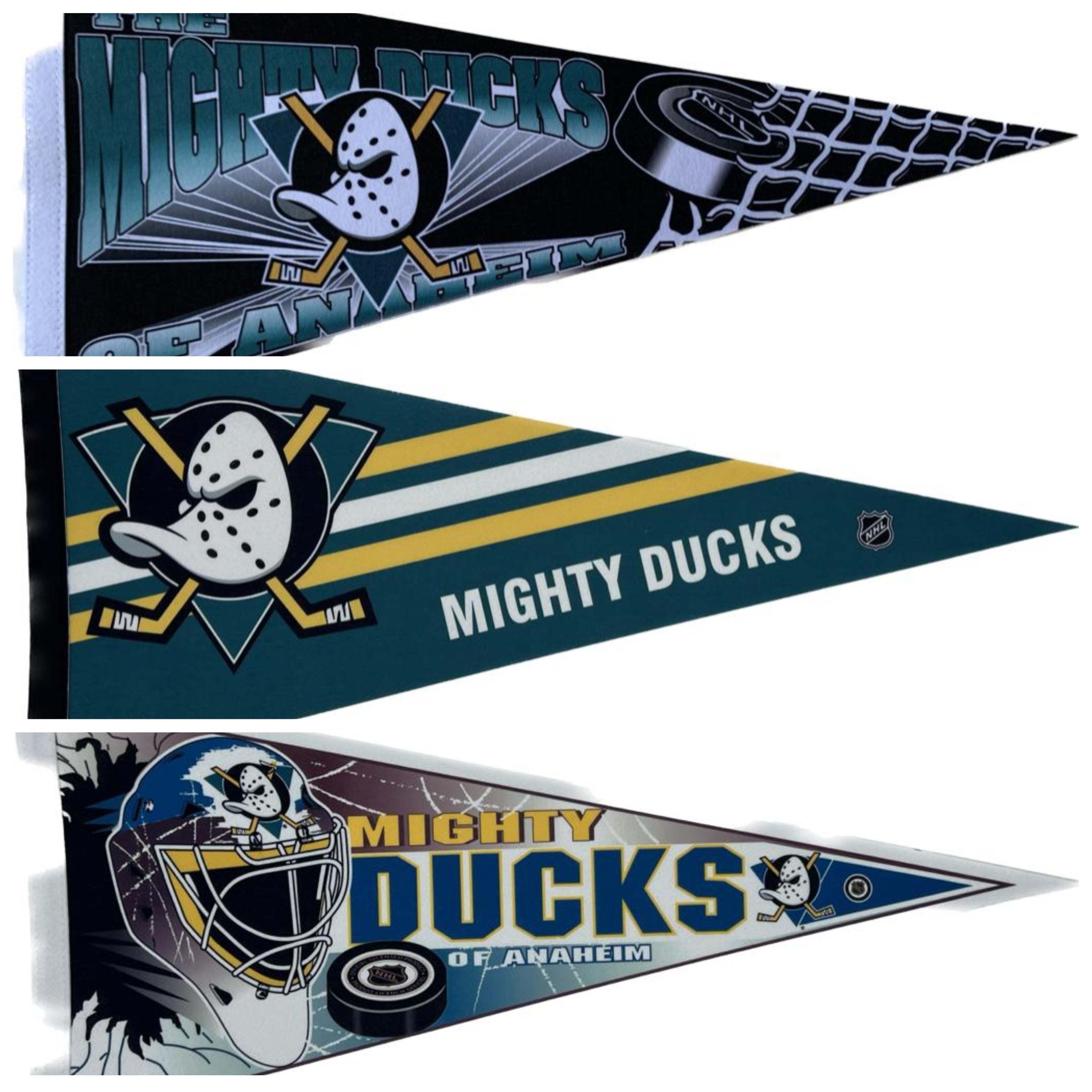 Anaheim Ducks pennant Mighty Ducks flag nhl pennants vaantje vlaggetje vlag fanion flag ice hockey ijshockey usa ice US mighty ducks vintage - goalie logo
