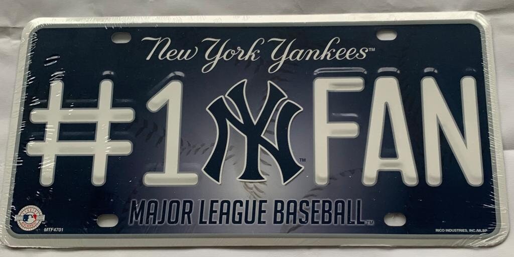 New York Yankees NY Baseball USA metal plate license plate Vintage gift sports displays arts and crafts projects honkbal ball license plate - Blauw