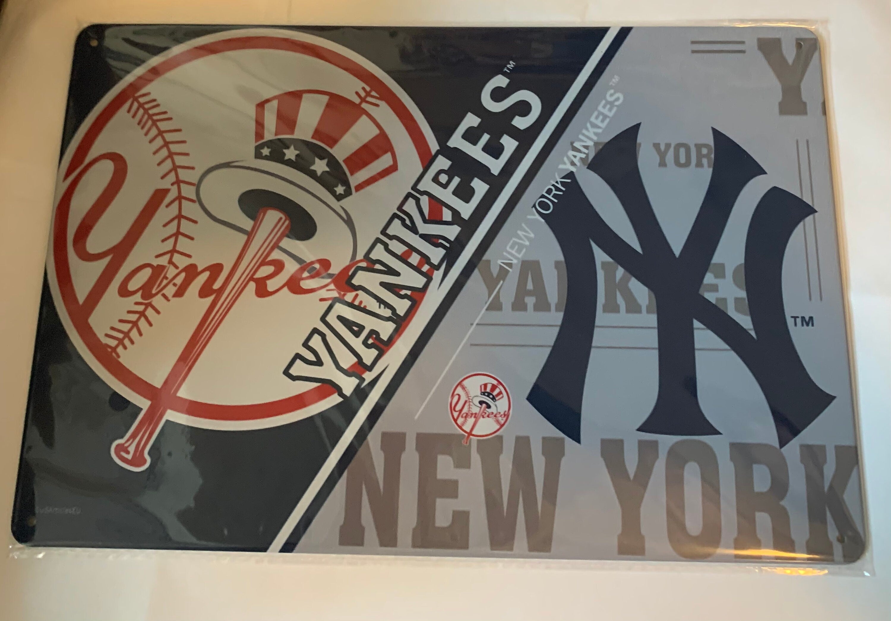 New York Yankees NY Baseball USA metal plate license plate Vintage gift sports displays arts and crafts projects honkbal ball license plate - Blauw