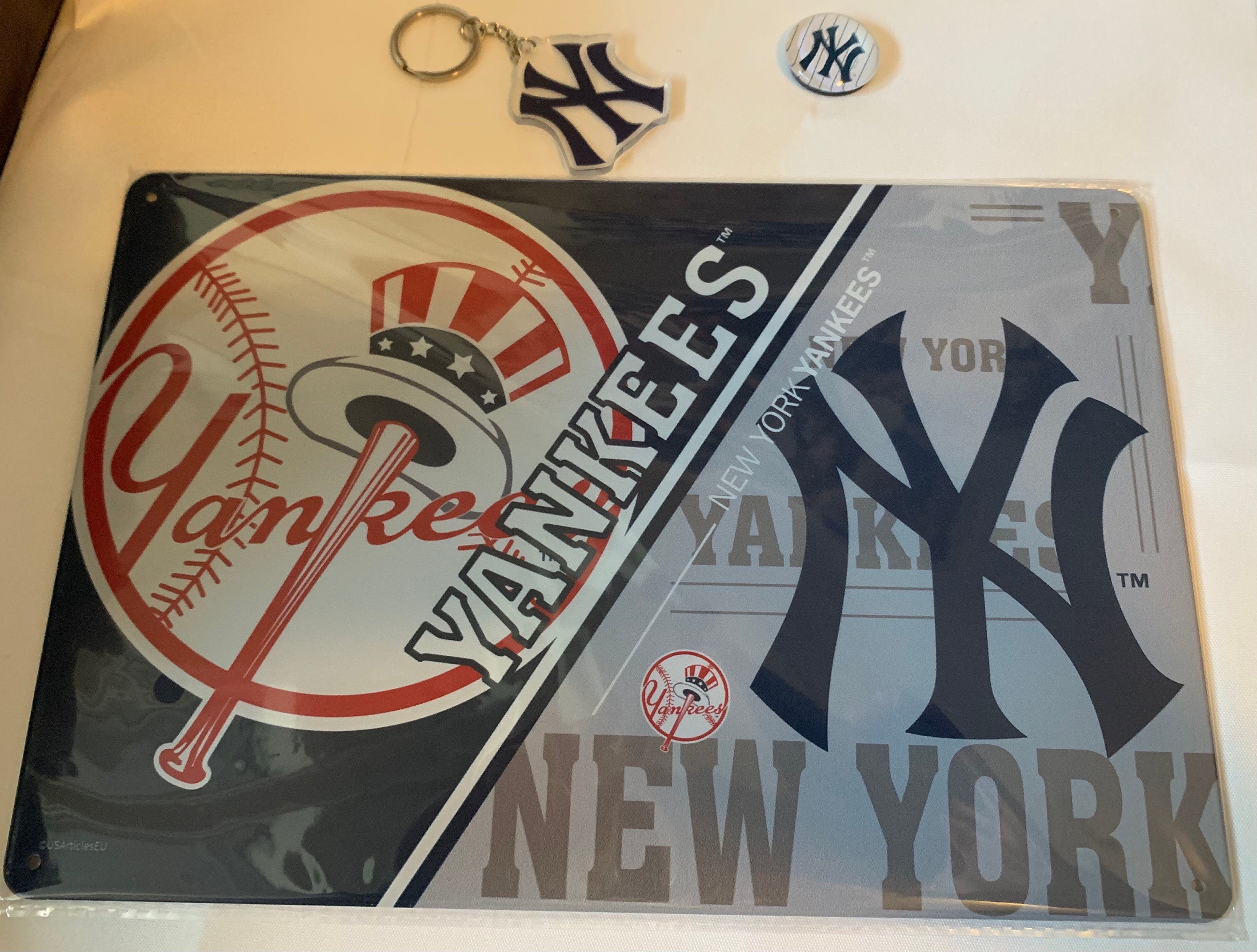 New York Yankees metal plate NY plate MLB license plate Baseball plate usa plate Vintage gift sports newyork honkbal ball plate yanks usa - Blauw