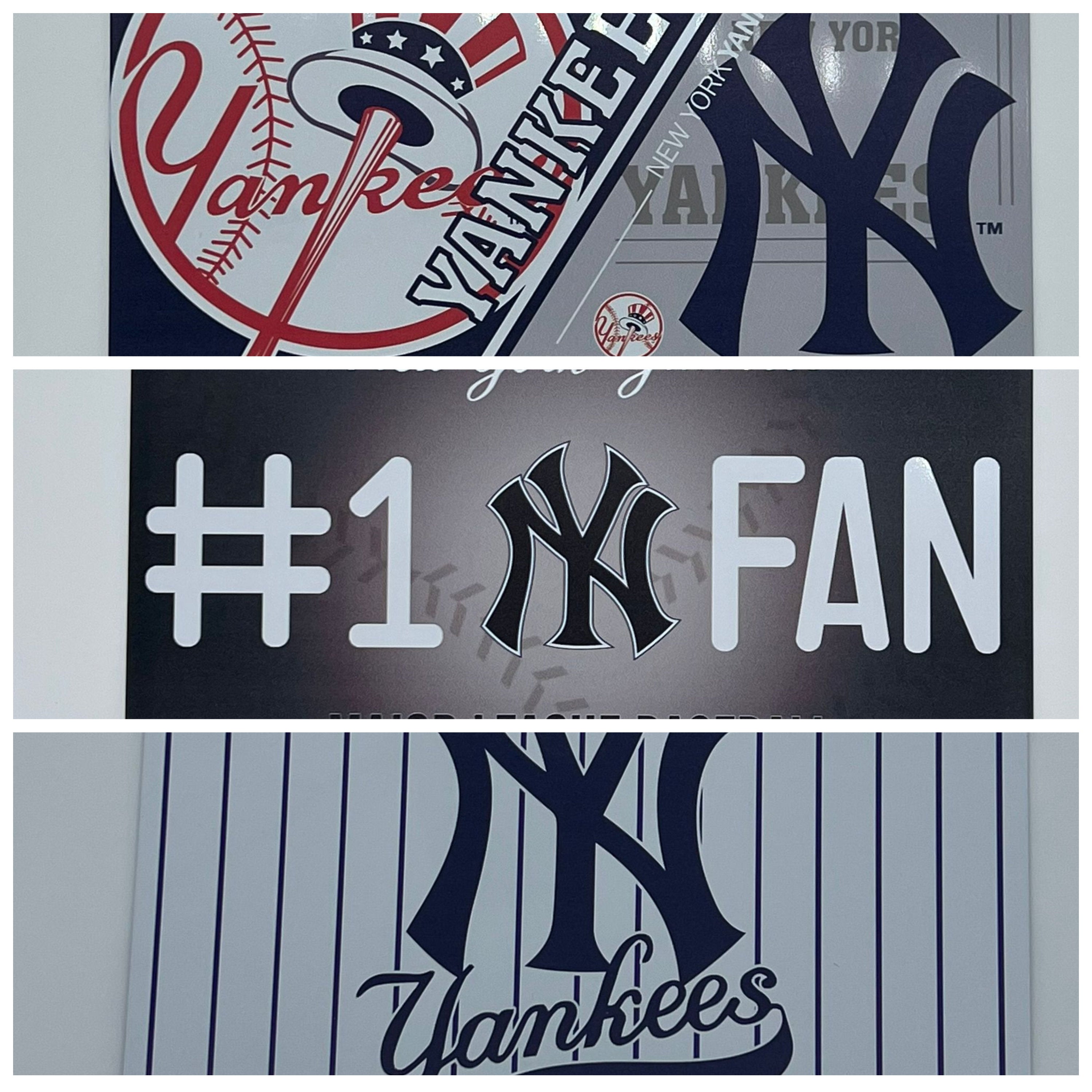 New York Yankees NY Baseball USA metal plate license plate Vintage gift sports displays arts and crafts projects honkbal ball license plate - Stripes