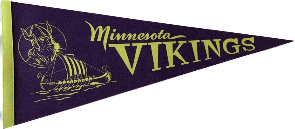 Minnesota Vikings american football gridiron nfl pennants vaantje vlaggetje vlag vaantje fanion pennant flag old vintage boat us - Purple