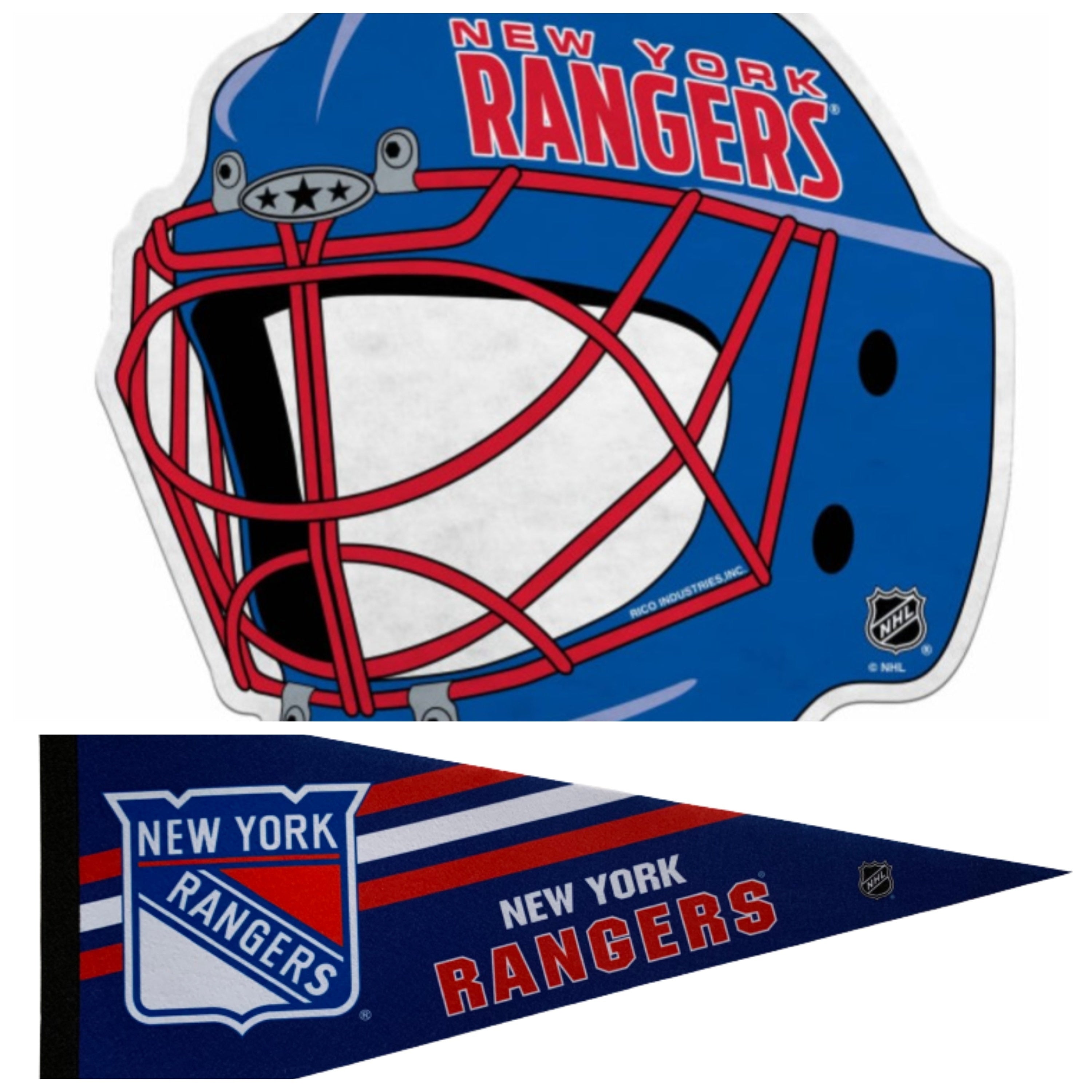 New York Rangers pennant NY flag NHL pennants vaantje vlaggetje fanion ice hockey flag ijshockey usa ice hockey pennant new york hockey flag - Goalie pennant