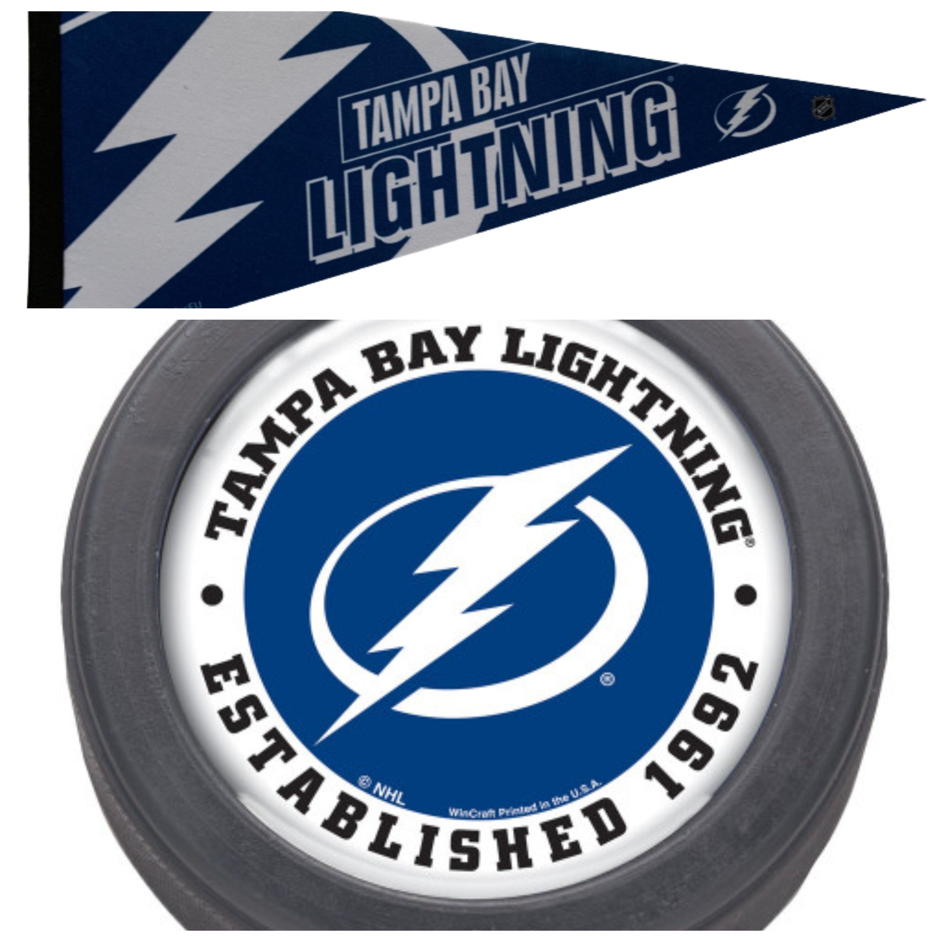 Tampa bay Lightning pennant lightning flag NHL pennants vaantje vlaggetje fanion ice hockey flag ijshockey ice hockey pennant florida hockey - Puck