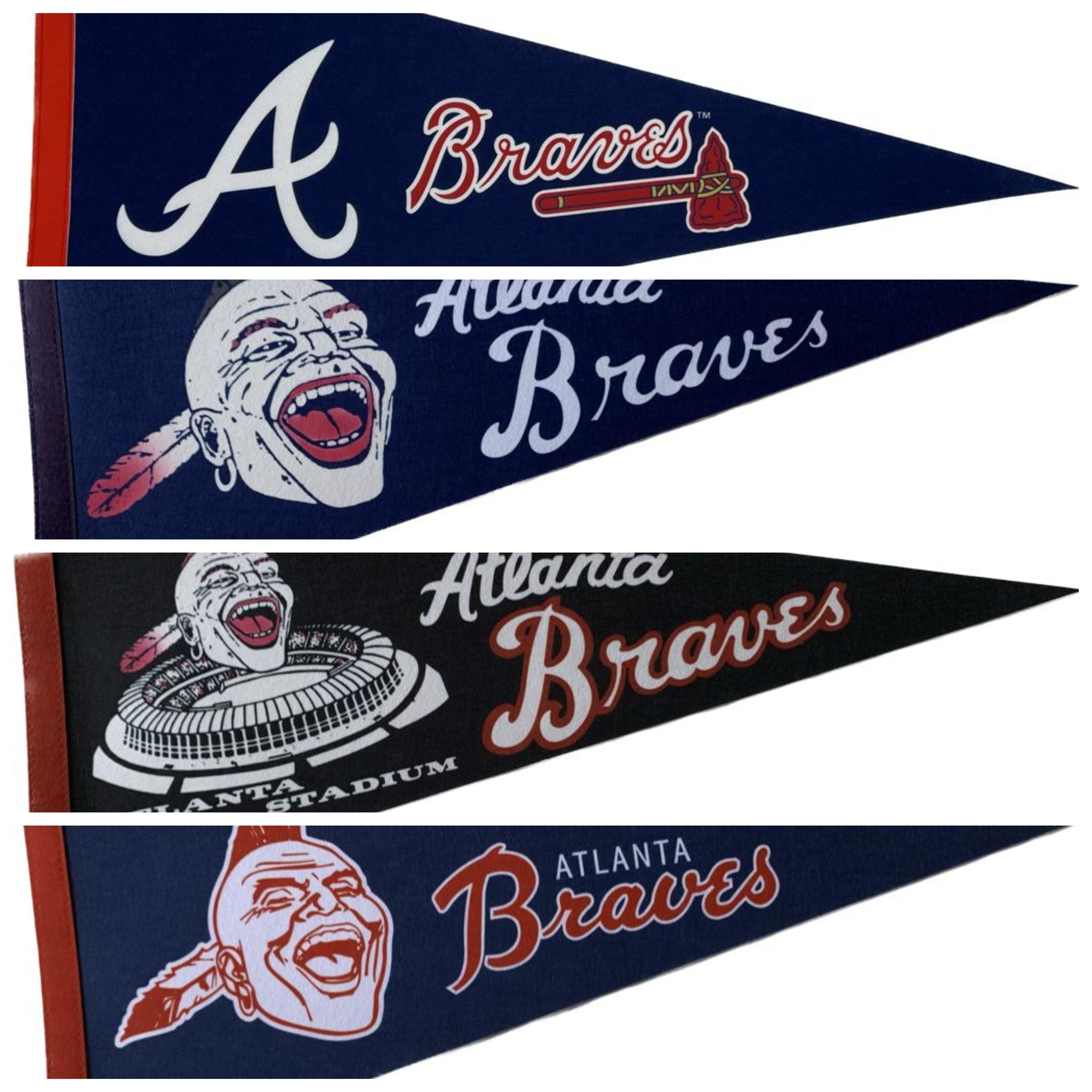 Atlanta Braves flag Vintage mlb pennants vaantje vlaggetje vlag fanion flag honkbal baseball ball pennant usa rare old logo braves georgia - Vintage1 old