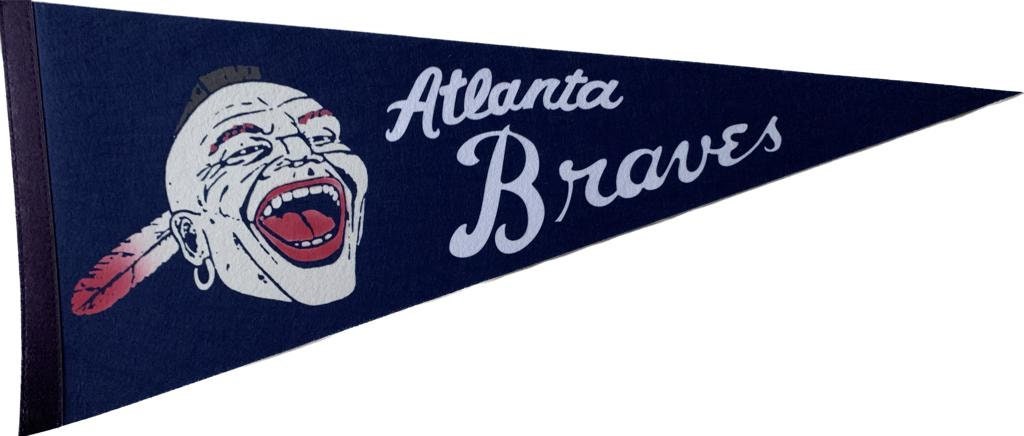 Atlanta Braves flag Vintage mlb pennants vaantje vlaggetje vlag fanion flag honkbal baseball ball pennant usa rare old logo braves georgia - Vintage3 New