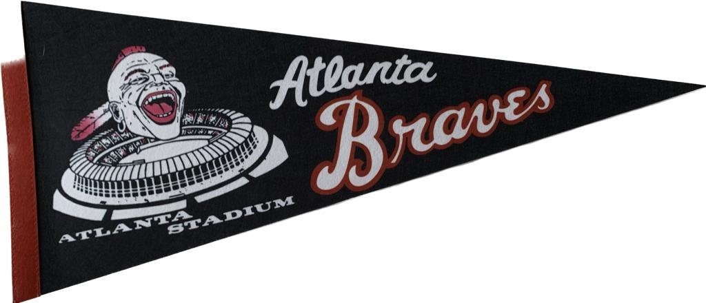 Atlanta Braves flag Vintage mlb pennants vaantje vlaggetje vlag fanion flag honkbal baseball ball pennant usa rare old logo braves georgia - Vintage1 old