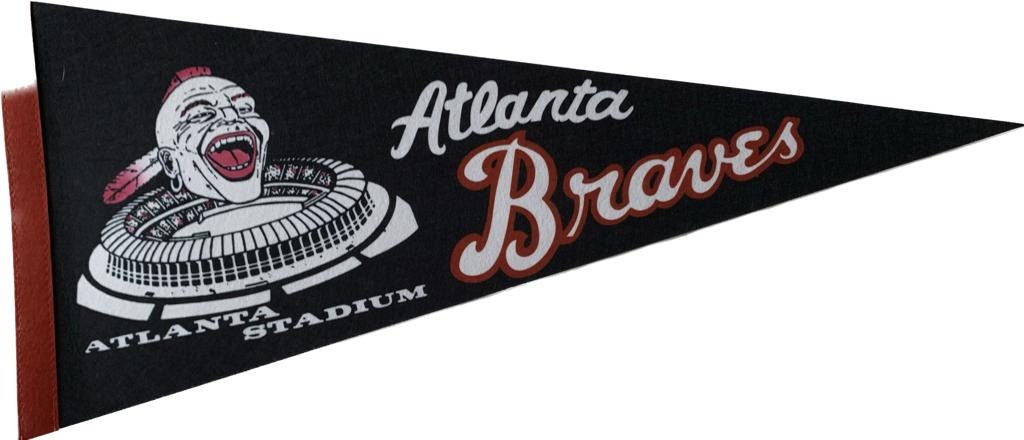 Atlanta Braves flag Vintage mlb pennants vaantje vlaggetje vlag fanion flag honkbal baseball ball pennant usa rare old logo braves georgia - Plate