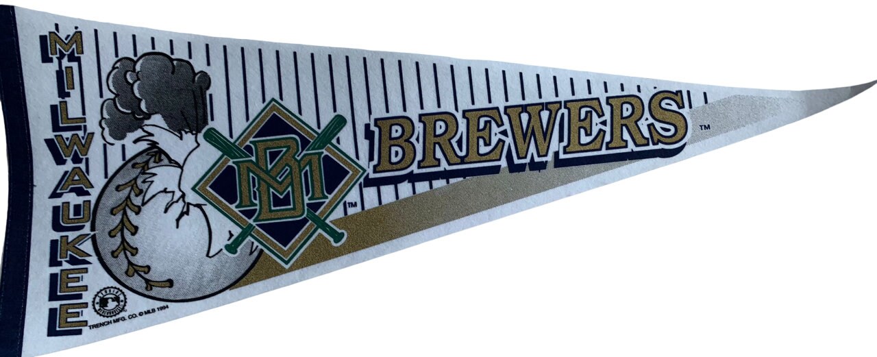 Milwaukee Brewers MLB vintage 90s old logo mlb pennants vaantje baseball fanion pennant flag vintage classic brewer old 90s logo milw braves - Catch the fever
