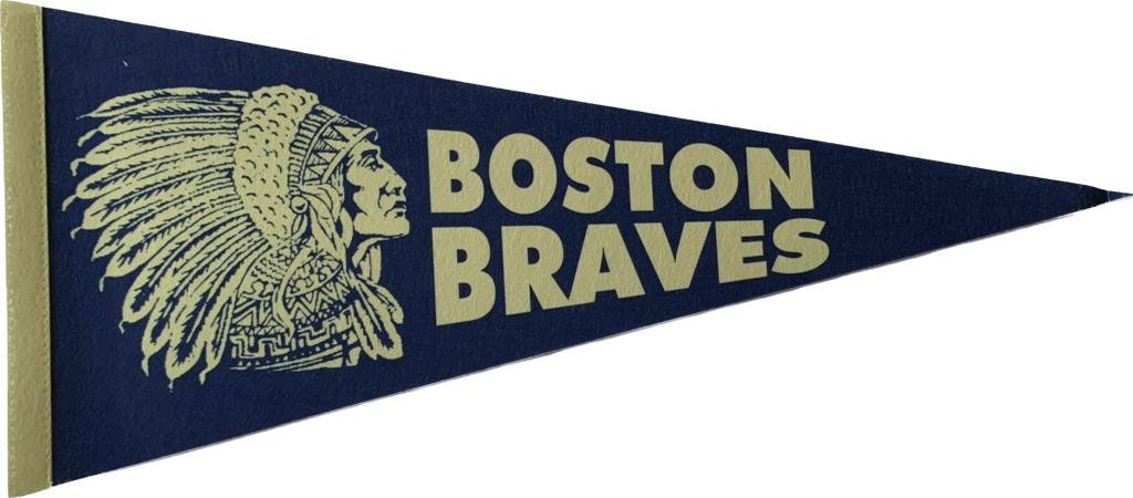 Boston Red Sox Boston Braves rare MLB pennants vaantje vlag fanion pennant flag baseball honkbal usa massachusetts vintage ball - Boston braves