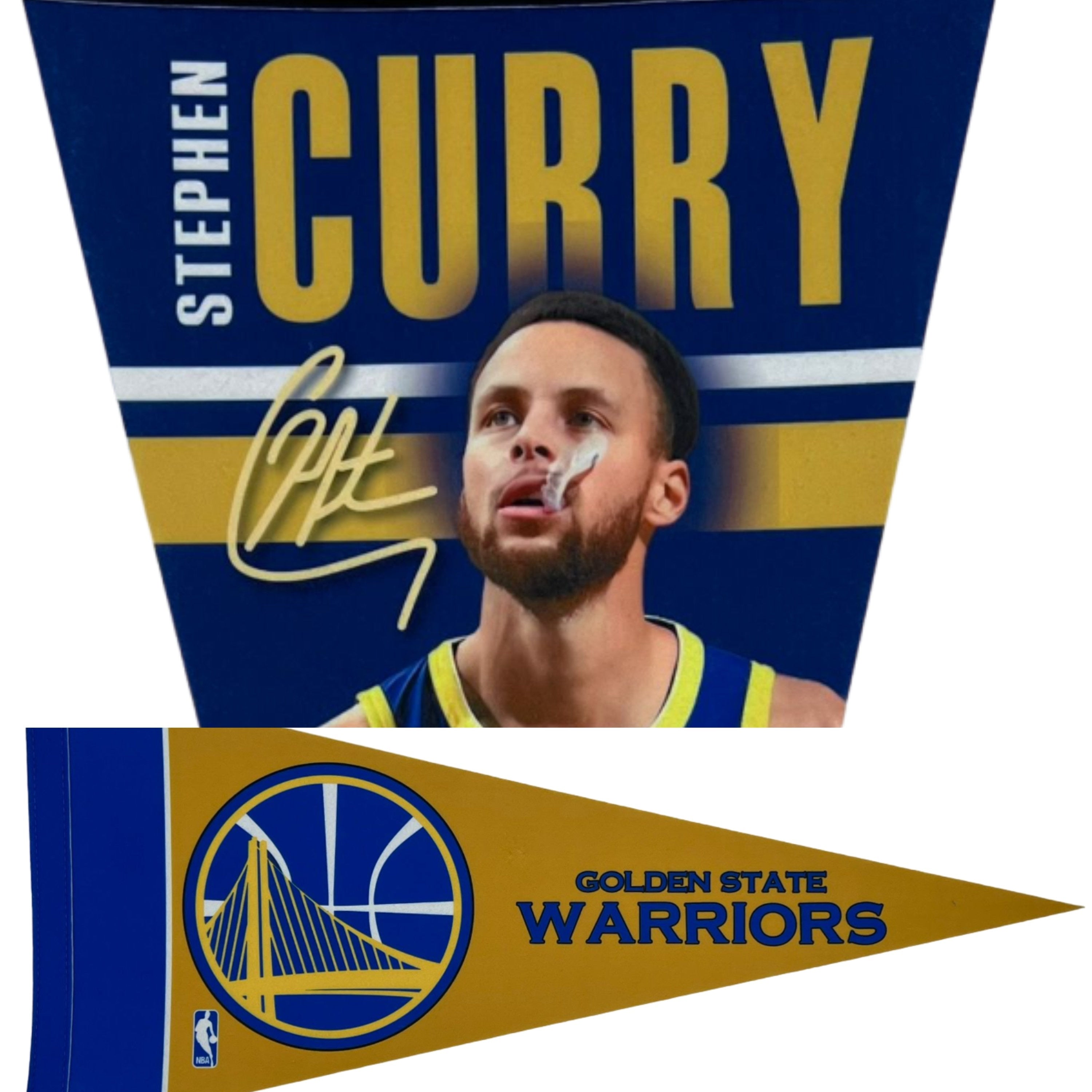 Golden State Warriors basketball nba ball pennants Stephen Curry pennant vlaggetje vlag vaantje fanion curry pennant nba flag drapeaux cali - Gold