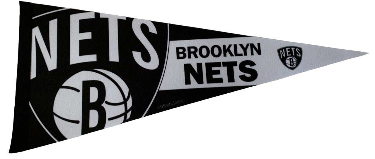 Brooklyn Nets basketball nba ball pennants vaantje vlaggetje vlag vaantje fanion pennant flag drapeaux ny new york basketbal - Black