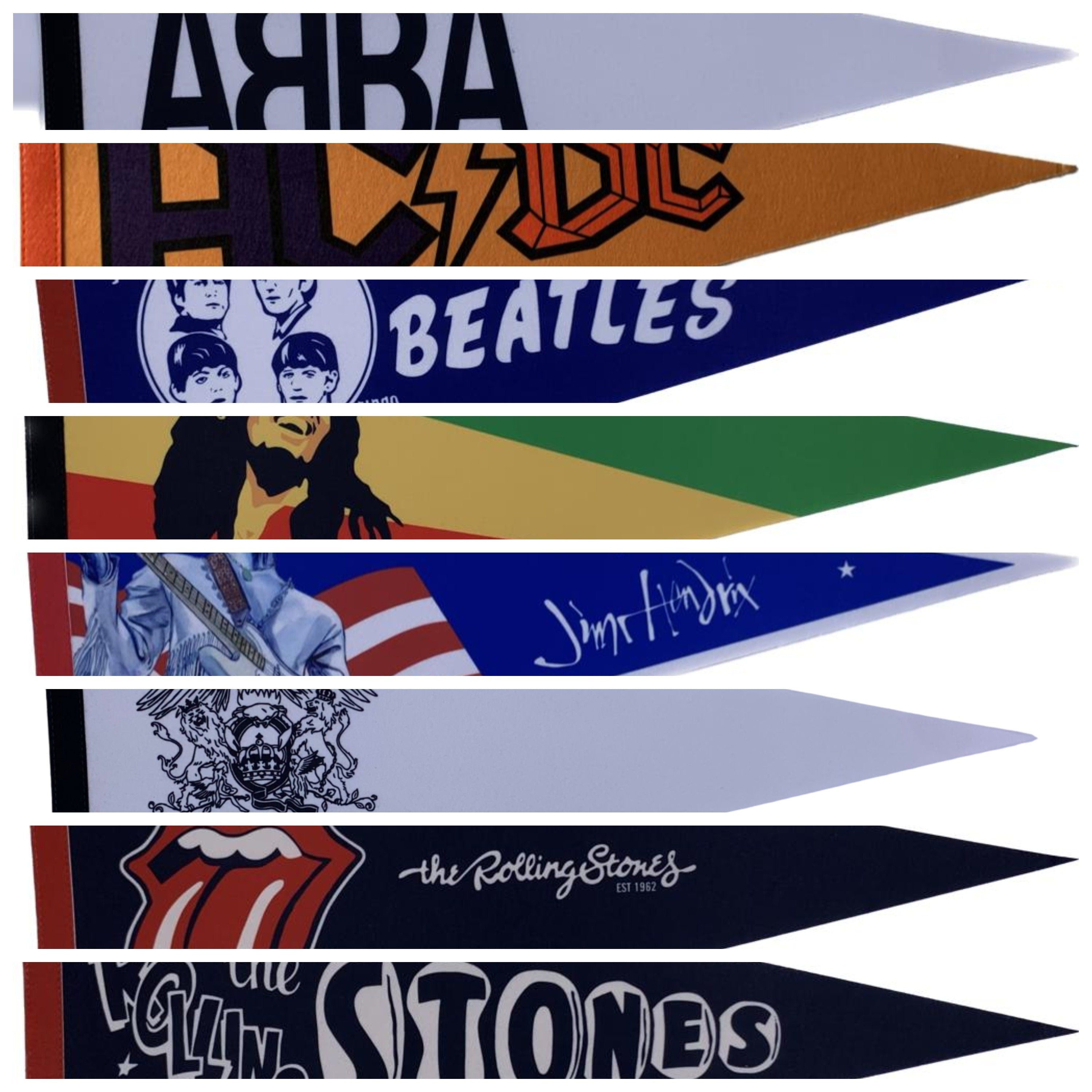 The Rolling Stones pennant Music collectibles vintage pennants vaantje vlag vaantje fanion pennant flag rock music finds wall decor stones - Black