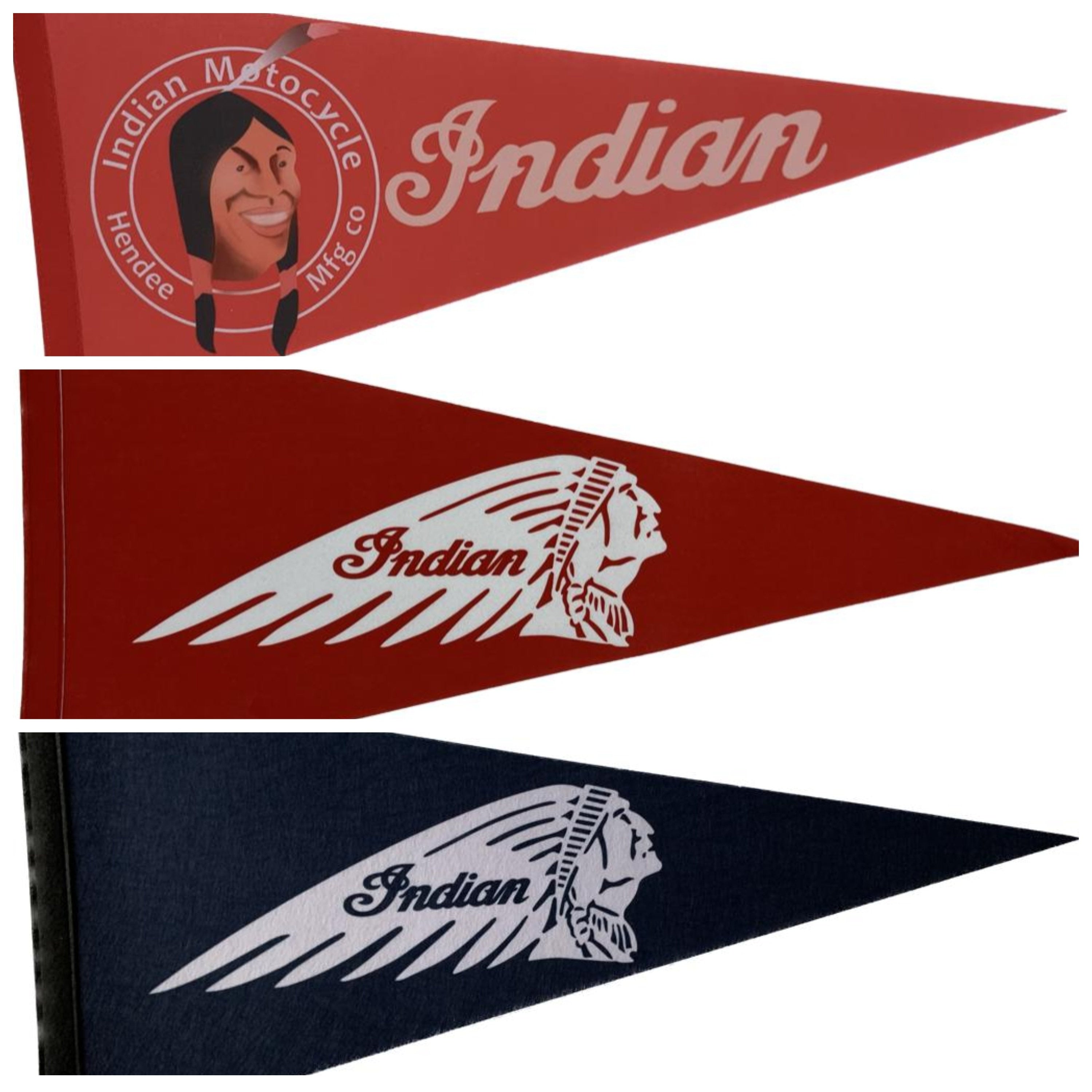 Indian Motorcycles motors usa pennants vaantje vlaggetje vlag vaantje fanion pennant flag vintage americana wall decor motoren rare vintage - Logo