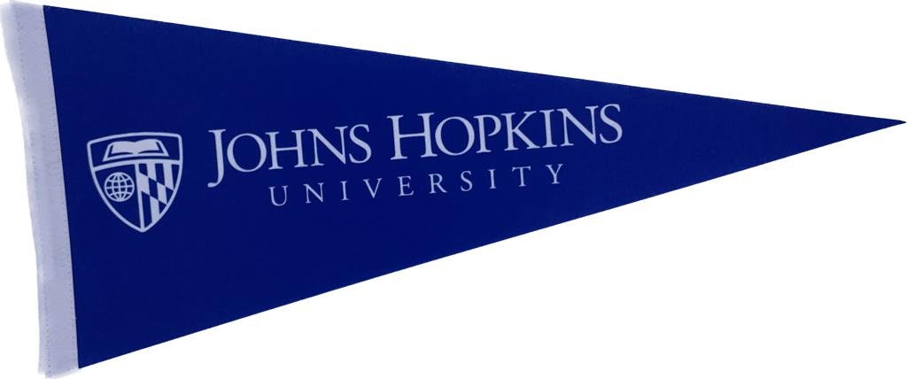 John Hopkins University wimpels vaantje vlaggetje vlag fanion wimpel vlag fahne drapeau john hopkins gift uni hopkins vlag - Cursive