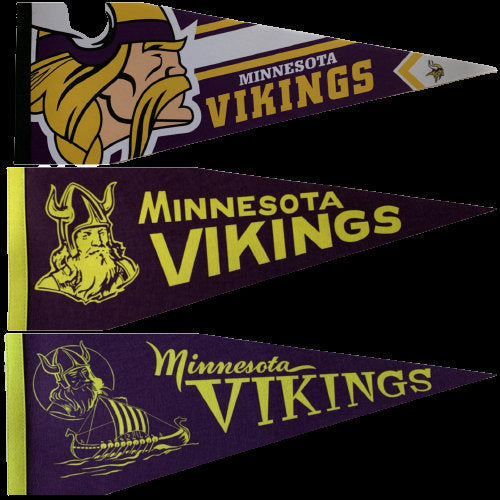 Minnesota Vikings american football gridiron nfl pennants vaantje vlaggetje vlag vaantje fanion pennant flag old vintage boat us - Purple