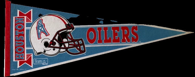 Houston Oilers NFL vintage 90s old logo nfl pennants vaantje vlaggetje fanion pennant flag vintage classic texas collectors football oilers - Oilers helmet