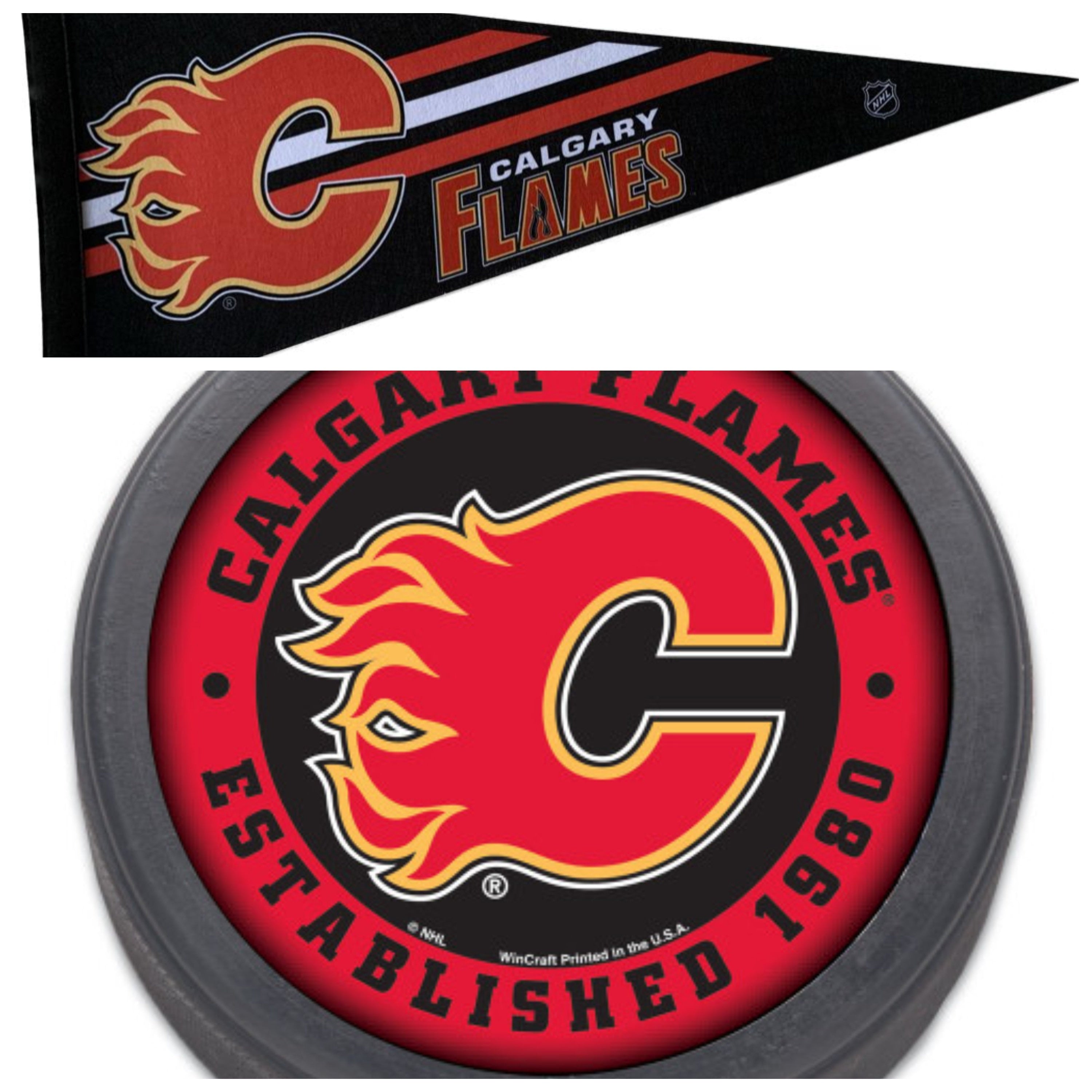 Calgary Flames Canada nhl pennants vaantje vlaggetje vlag fanion pennant flag drapeau ice hockey ijshockey usa ice skating usa noord amerika - Pennant