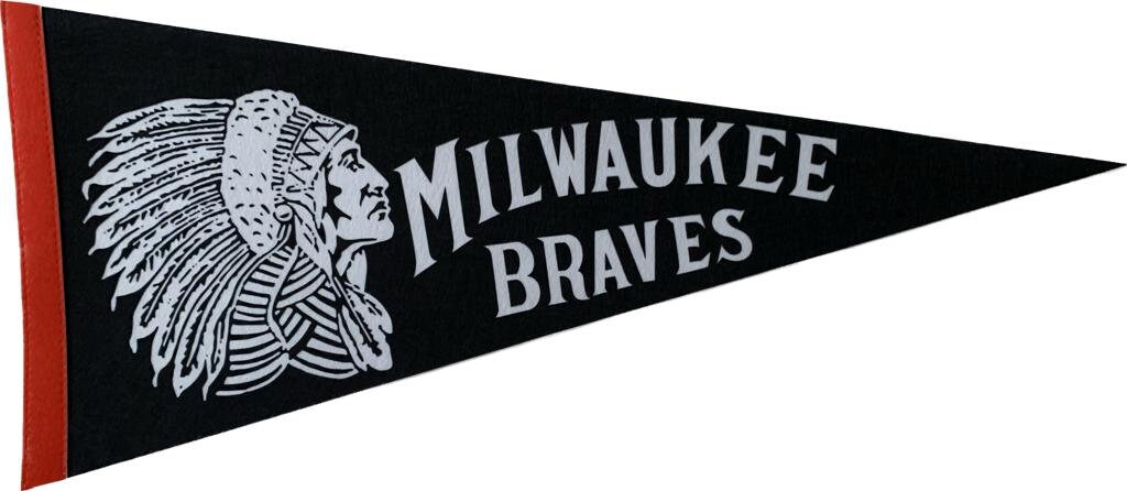 Milwaukee Brewers MLB vintage 90s old logo mlb pennants vaantje baseball fanion pennant flag vintage classic brewer old 90s logo milw braves - Milwaukee Braves
