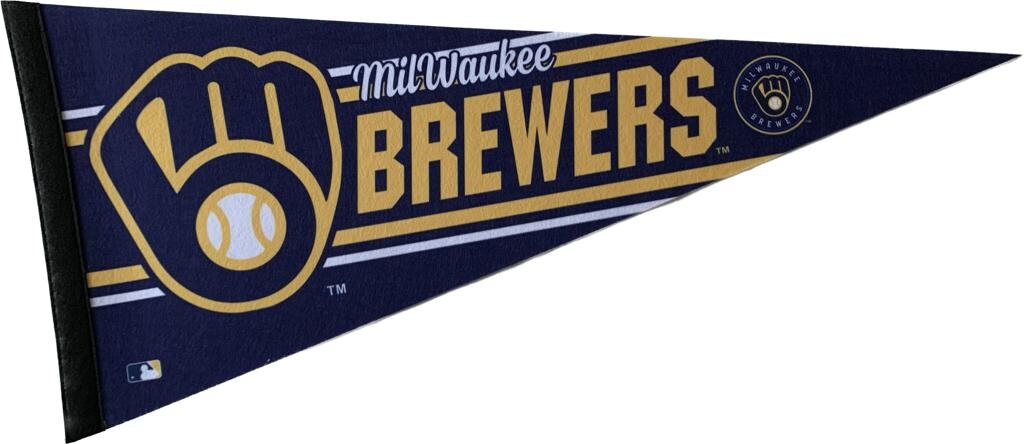 Milwaukee Brewers MLB vintage 90s old logo mlb pennants vaantje baseball fanion pennant flag vintage classic brewer old 90s logo milw braves - Milwaukee Braves