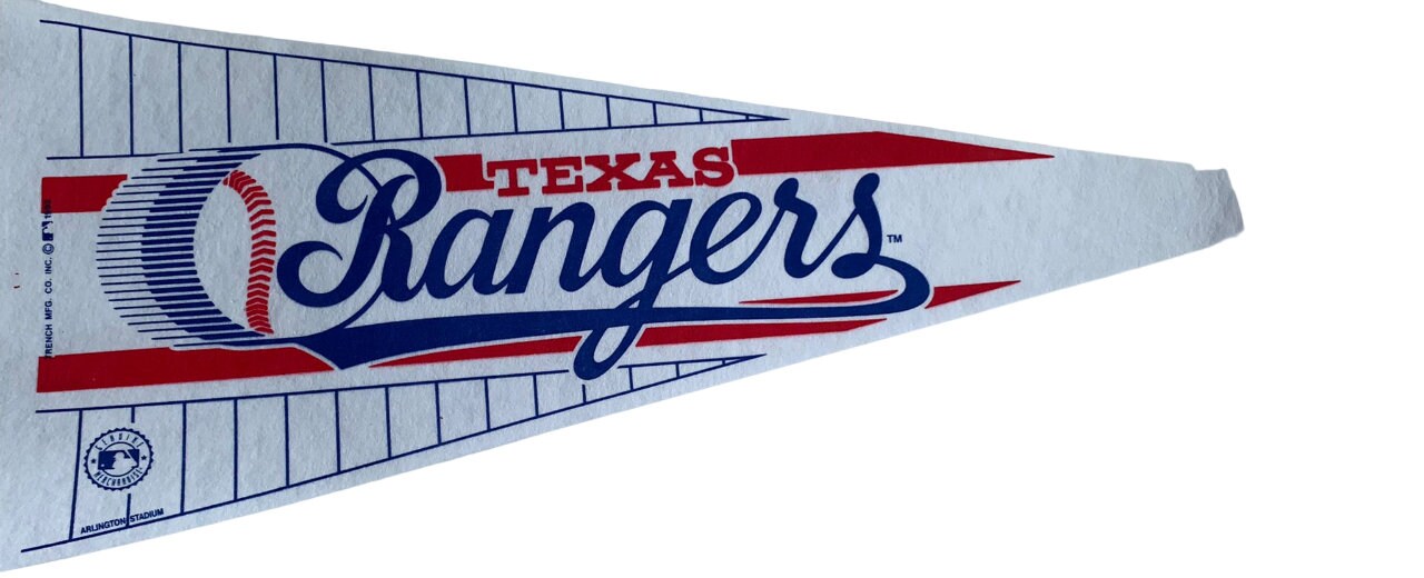 Texas Rangers MLB vintage 90s old logo mlb pennants vaantje baseball fanion pennant flag vintage classic rangers old 90s logo rare new tx - Ball design
