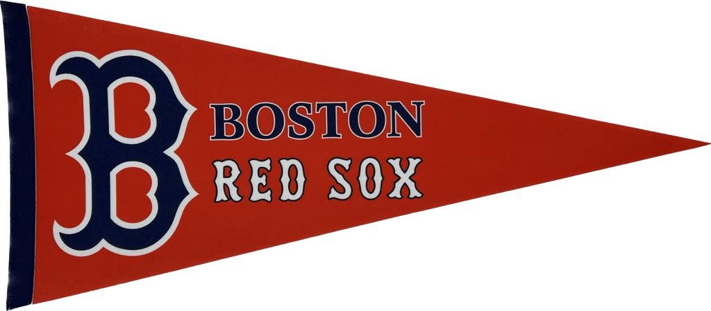 Boston Red Sox Boston Braves rare MLB pennants vaantje vlag fanion pennant flag baseball honkbal usa massachusetts vintage ball - Blue