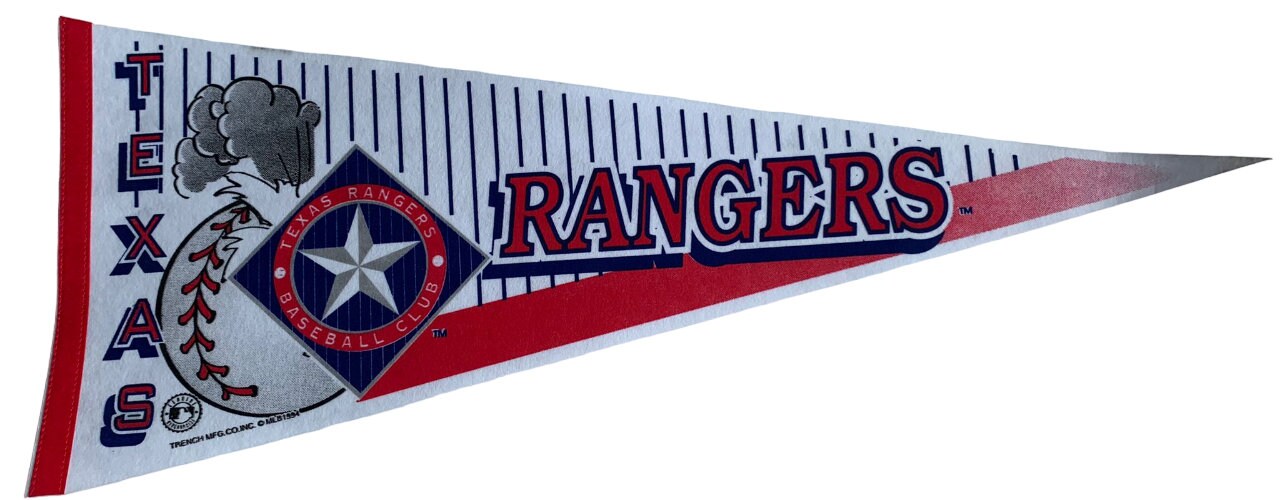 Texas Rangers MLB vintage 90s old logo mlb pennants vaantje baseball fanion pennant flag vintage classic rangers old 90s logo rare new tx - Ball design