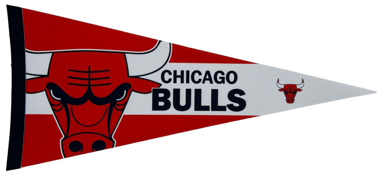 Chicago Bulls nba pennants vaantje vintage 90s vlag vaantje fanion pennant flag basketball michael jordan usa 23 pippen rodman - White