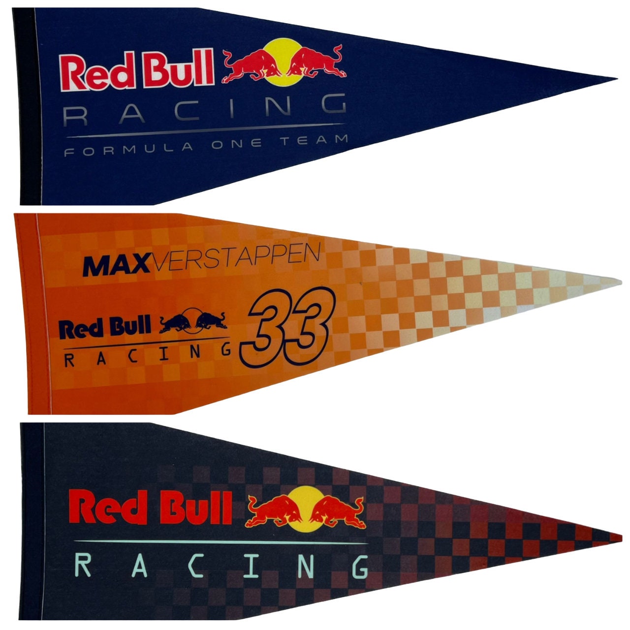 Red Bull Racing F1 GP Formula 1 car wimpels redbull vaantje verstappen vlaggetje max vlag fanion max verstappen wimpel max 33 gift honda blu - Max Checkered