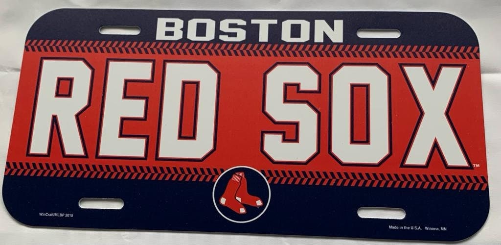 Boston Red Sox MLB Baseball USA metal plate license plate Vintage gift sports displays arts and crafts projects honkbal ball